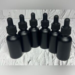 Set Of 6 Glass Dropper Bottles Black  For Perfume Essential Oils Travel 1 oz